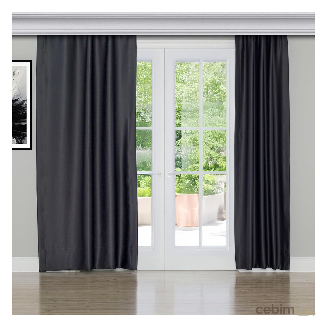 Gauze Fabric Design Blackout Antrasit Karartma Özellikli Fon Perde 200 x 250