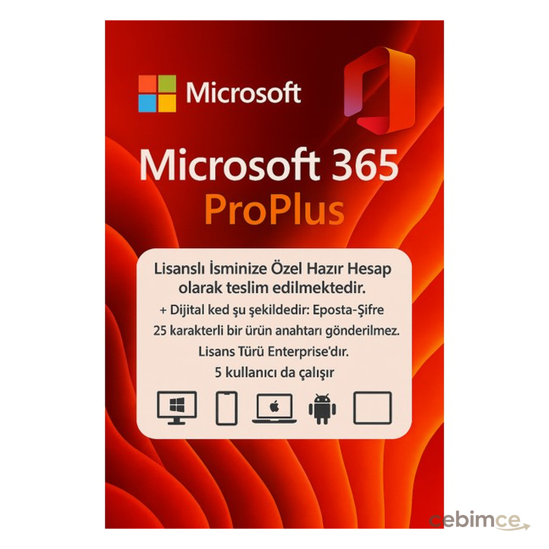 Microsoft Office 365 - 2025 Dijital Lisans Key Hesabı 1 Yıl - MS Windows 10 ve 11 Pro & Home / Mac / iOS / iPad / Android Uyumlu Etkinleştirme Ürün Anahtarı