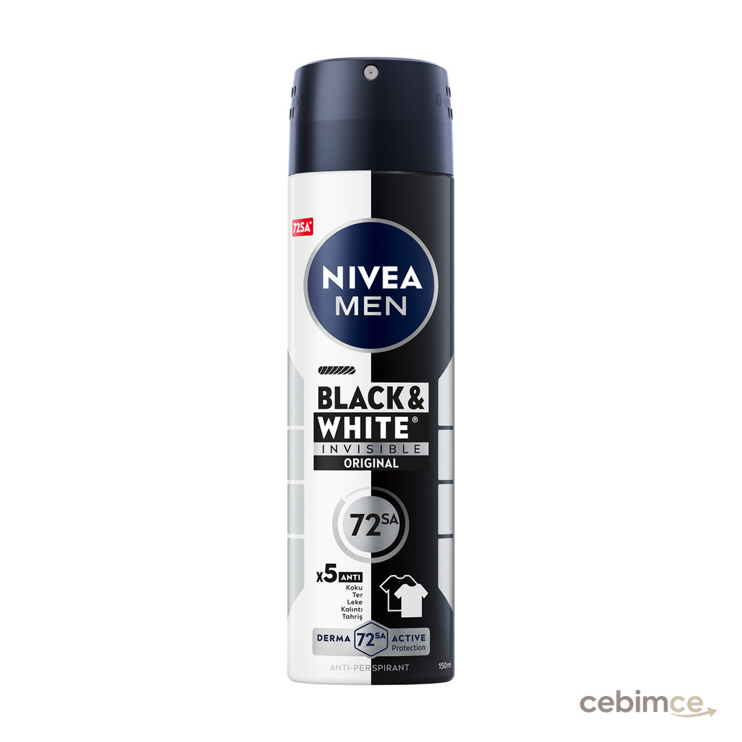 NIVEA MEN Erkek Sprey Deodorant Black&White Invisible Original 150 Ml