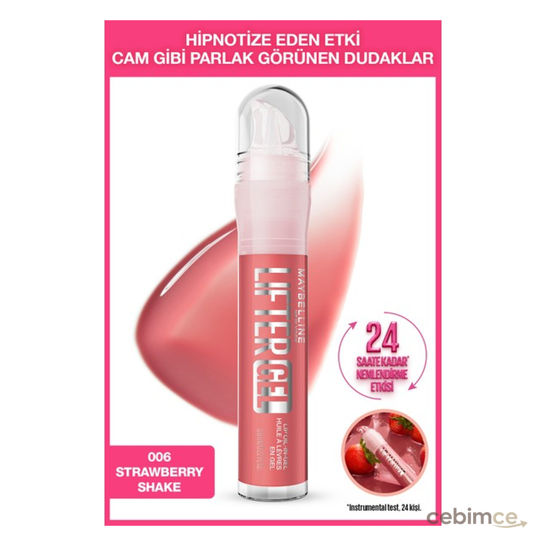 Maybelline New York Lifter Gel Ekstra Parlak 06 Strawberry Shake Dudak Parlatıcısı 24 Saat Nemlendirici