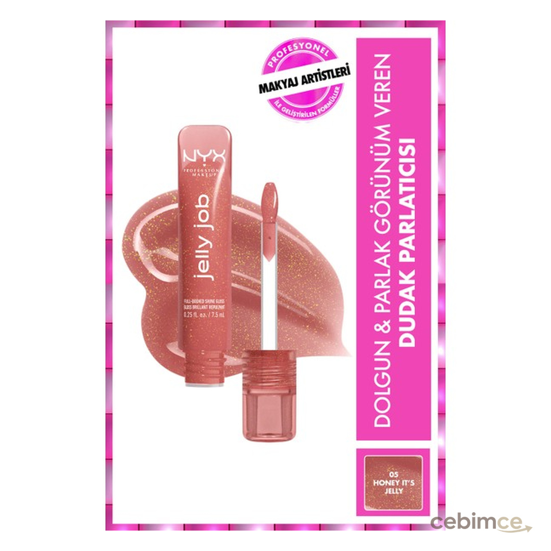 NYX Professional Makeup Jelly Job Dolgun & Parlak Görünüm Veren Dudak Parlatıcısı Lip Gloss - 05 - Honey Its Jelly