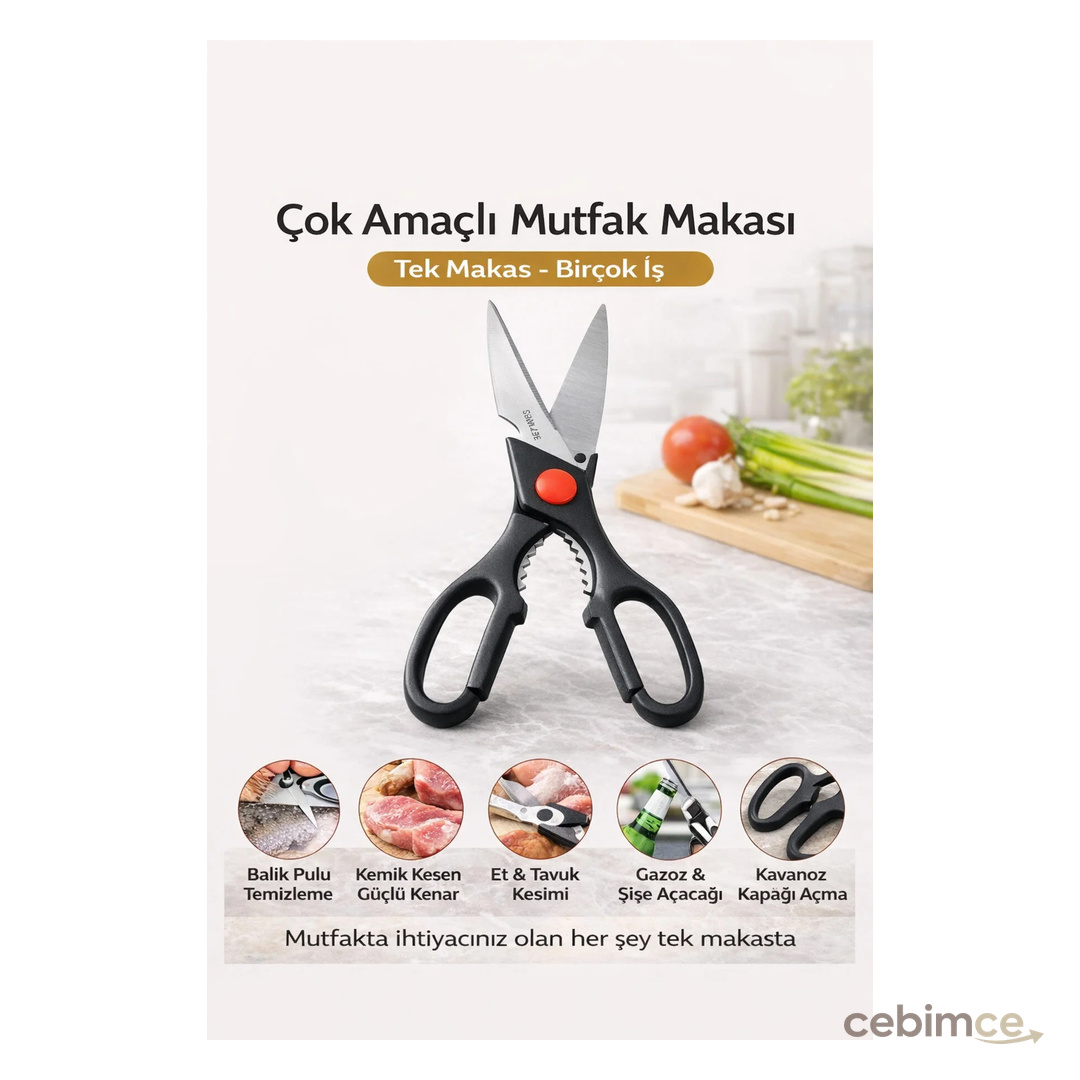 Hayveys Çok Amaçlı Ultra Keskin Mutfak Makası Balık Tavuk Et Sebze Makası